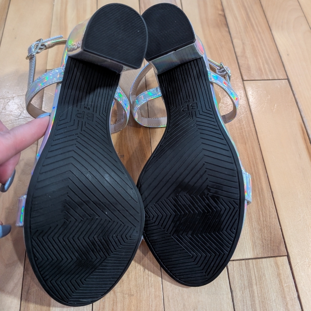 New! BP. | Lula Holographic Block Heel Sandals - Size 9 - Picture 8 of 13